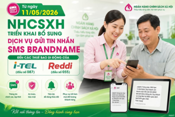 Từ ngày 11/05/2026, NHCSXH triển khai bổ sung dịch vụ gửi tin nhắn SMS Brandname đến các thuê bao di động của nhà mạng I-Tel (đầu số 087) và Reddi (đầu số 055)